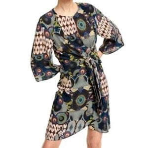 Desigual Mina Geometric Tie Front Keyhole Dress Size XL